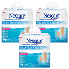 3M Nexcare 防水透氣繃 2.6 x 5.7cm 16片 + 圓點型8片, 24片, 3盒