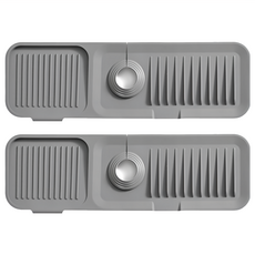 矽膠水龍頭瀝水墊，米白色/深灰色，一般款37x14x0.5cm/加長款45x14x0.5cm, 45 x 14 x 0.5cm, 2個