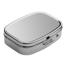REFLECTS 雙格藥盒, 不鏽鋼 ABS 塑料材質, 按壓式彈蓋, 1個