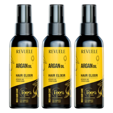 REVUELE 摩洛哥果油護髮噴霧, 恢復和強化, 100%天然油, 適合受損和乾燥髮質, 120ml, 3瓶