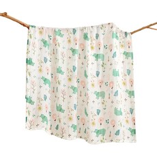 新生兒雙層包巾 110x120cm 100%棉, 小花與熊