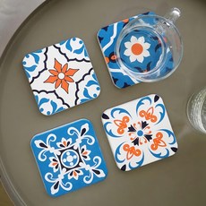 STYLE G時代 家居硅藻土吸水杯墊四入一組, 莫藍迪灰花磚, 1組