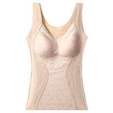 加厚加絨附胸墊塑身抗菌內搭保暖背心, 94.3%聚脂纖維, 5.7%氨綸, L, 珍珠膚