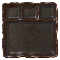 浪邊仕切皿 貽釉 20 x 20 x 3cm 260ml, 深棕色, 1個