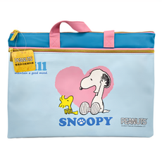 SNOOPY 史努比 好心情 雙層多功能資料袋 藍色, 1個, 36 x 26 x 2cm