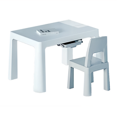 LILIKOKO 哩哩摳摳 可增高書桌椅組 一桌兩椅 8817-2 桌子(78 x 50 x 49cm) + 椅子(55 x 28 x 28cm), 灰色