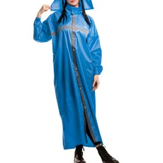 Crocodile 鱷魚 彩格前開雨衣, 水藍色, 3XL 衣長135cm 胸圍75cm 袖長80cm