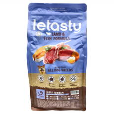 letasty 鮮樂嚐 全齡犬 無穀低敏配方乾飼料, 三種魚 + 羊, 2kg, 1袋