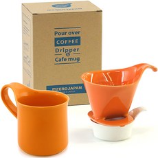 ZERO JAPAN 造型馬克杯咖啡漏斗盤組, 2680 柑橘色, 日本產地, 馬克杯+漏斗+盤子, 1組