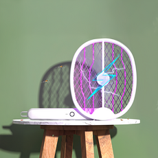 ANTIAN 三合一驅鼠滅蚊電蚊拍 336g 1個, 白色