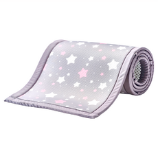 PeNi 培婗 3D透氣嬰兒床床圍 - 180x28x1cm, 適用於嬰兒床、樓梯欄杆, 灰粉星星