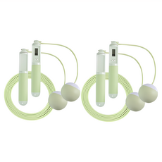 LEADER X 高階智能計數跳繩 快速燃脂有氧減肥 無線有線兩用 舒適手柄, 手柄(19 x 3cm) + 無線球(直徑6.5cm) + 有線繩長(280 x 0.2cm), 綠色, 1組