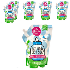 dapple baby 奶瓶及餐具清潔液補充包，無香精，植物成分，去除牛奶殘漬, 1L, 6包