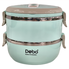 Debo 德鉑廚具 304不鏽鋼手提雙層學生保溫便當盒 1組