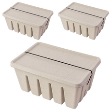 日本 MIDORI 環保素材紙漿收納盒, 3個, 大(302 x 210 x 140mm), 灰色