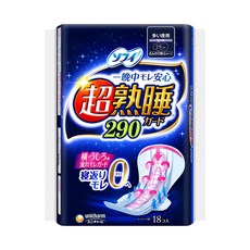SOFY 蘇菲 日本原裝進口 超熟睡衛生棉 量多夜用 護翼型, 29cm, 18片, 1包