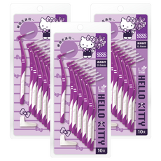 Hello Kitty 凱蒂貓 敏感者適用L型牙間刷 SSSS, 0.6mm, 10支, 3組