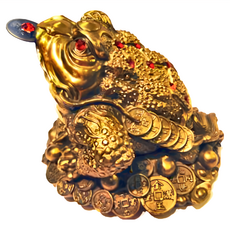 開運陶源 招財咬錢三腳蟾蜍 中 12 x 12 x 11cm, 金色, 1個