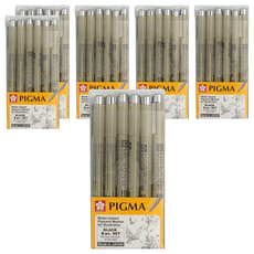 SAKURA 櫻花 PIGMA MICRON 筆格邁 代針筆 6支套裝，適合描線、插畫、原稿創作, 黑色, 6盒