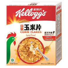 家樂氏 KELLOGG'S 公雞玉米片 蜂蜜及花生碎粒 非油炸 簡單烘焙製成, 220g, 1盒
