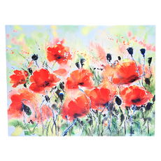 24mama掛畫 單聯式 無框畫 80 x 60cm 紅色罌粟花 居家裝飾