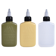 WellHike 玩客 Truly House 戶外防漏調味瓶3件組, 1組, 卡其色 + 軍綠色 + 透明色