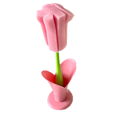 KUIBAO 快豹生活 Vava 鬱金香花朵杯刷 有底座, 粉色, 10支