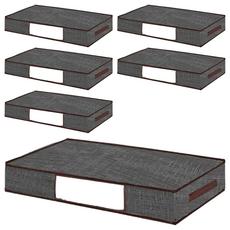 JOSIC 加厚無紡布床下棉被袋, 80 x 45 x 15cm, 星霧黑, 6個