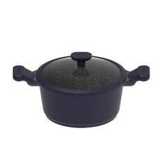 SILWA 西華 瑞士黑岩不沾雙耳湯鍋, 深藍色, 1個, 24cm