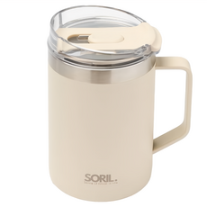 SORIL 不鏽鋼真空馬克杯 480ml, 奶油白, 1個