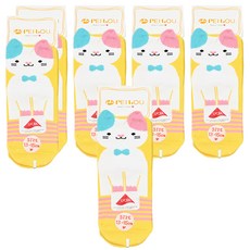 Peilou 貝柔 趣味止滑童襪 6雙組 台灣製造 天然柔棉舒適吸汗, 瞇瞇貓 顏色隨機, 13~15cm