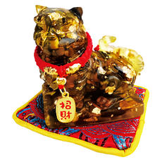 財神虎爺擺件 天然水晶, 虎眼石, 1個
