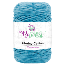 brandyarn Retwisst Chainy Cotton系列 再生針織線, 7018 藍色 1捲