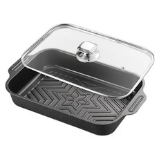 SHCJ 生活采家 烤魚專用不沾附蓋加高魚鍋 電磁爐款, 40cm, 1個