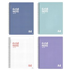 ibis A4格線65頁筆記本4件組 12238, 1組, 深藍色 + 綠色 + 白色 + 紫色