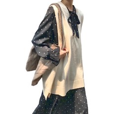 韓版落肩寬鬆長版大V領針織毛衣背心 M833 棉20%+聚酯纖維80%, 胸圍67cm 衣長64~70cm(前短後長) 肩寬35cm, 杏色, 1件