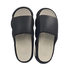 超厚造型踩屎感拚色EVA軟底防滑耐磨拖鞋, 40~41, 黑色