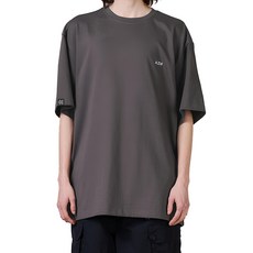 KZM OUTDOOR s07 剪裁短袖上衣 寬鬆舒適, L, 灰