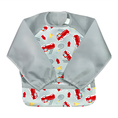 green sprouts 小綠芽 長袖圍兜兜，100%聚酯纖維+聚氨酯塗層, 消防車, 1件