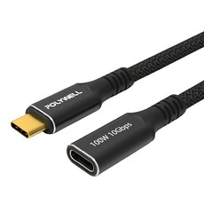 POLYWELL 寶利威爾 100W USB3.2 Type-C 公對母延長線, 1條, 2m, PW15-W45-N014