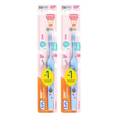 TePe 緹碧 迷你幼兒牙刷, 0~3歲適用 圓弧柔軟刷毛, 顏色隨機, 1入, 2支