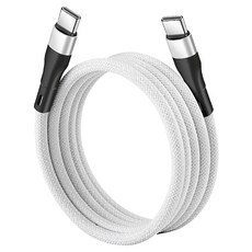 高密度編織線 5V-3A 磁吸快速收納 高彈抗拉編織線身, 1.5m, 白色, 1條