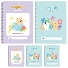 Tamsaa 寬行距小學英語寬版螺旋筆記本 5本1套, 混色, 5個