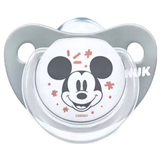 NUK 米奇矽膠安撫奶嘴 一般型 適合0-6個月 減低寶寶下頷和牙床施加的壓力 不含雙酚A 德國製造, 6~18m, 顏色隨機, 1個