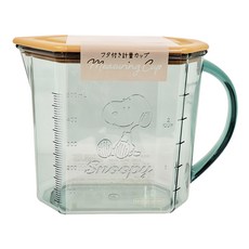 nishiki 錦化成 量杯附蓋 史努比 Snoopy, 670ml 耐冷/耐熱材質, 綠色, 1個