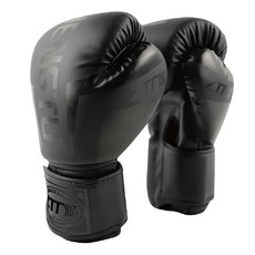 Ztty 曼巴拳套，高品質PU皮革，安全耐用持久耐磨！三重密度泡沫內芯，減震舒適！, 12oz, 黑色, 1雙