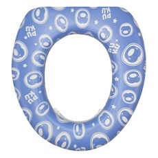 PUKU 藍色企鵝 舒適便座 可愛鴨鴨圖案 厚實彈性座墊 柔軟防水, 水