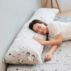 SIMBALION 雄獅 奶油獅 讓你抱抱等身夾腿長形雙人枕/孕婦枕 森林野餐, 灰色