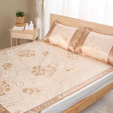 Cotton Field 棉花田傢飾 提花冰絲藤蓆 吸汗透氣, 富貴牡丹, 涼感墊 + 涼感枕組