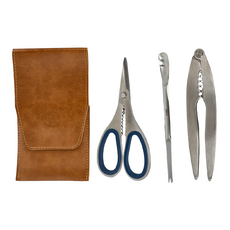 PUSH! 餐具用品 304不鏽鋼吃蟹工具 八件套, 蟹鉗15 x 3.7cm + 蟹剪15 x 7cm + 蟹叉(蟹勺)15 x 1.3cm + 收納套17 x 9cm, D299, 1組